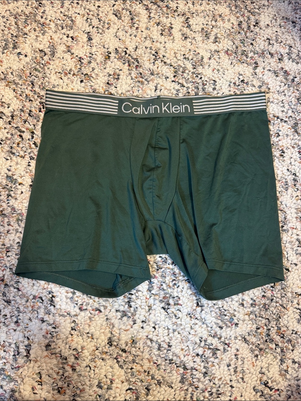 Calvin Klein Men's Forest Green Stretch Boxer Briefs with Branded Waistband